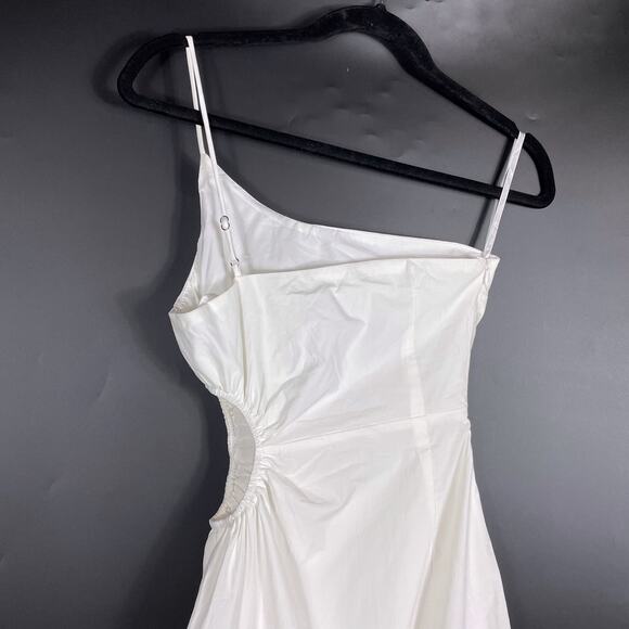 More To Come Nora Asymmetrical‎ Dress White Mini One Shoulder Side Cutout Sz XS - Picture 10 of 13